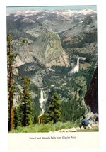 Vernal &amp; Nevada Falls from Glacier Point 1930&#39;s Yosemite Park Linen Post... - £13.99 GBP