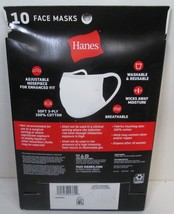 New in Box Hanes Washable Face Masks Pack of 10 -Adults One Size Fits Most White - £6.85 GBP