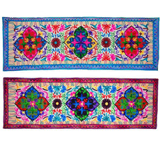 Floral Patchwork Boho Wall Hanging/Table Runner Handmade Embroidered tap... - £20.45 GBP