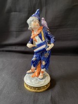 Antique Allemand Volkstedt Porcelaine Figurine Musicien Avec Oiseau Marquée - £69.98 GBP