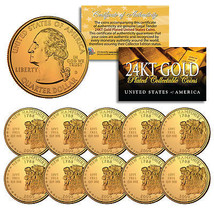 2000 New Hampshire State Quarters Us Mint Bu Coins 24K Gold Plated (Lot Of 10) - $18.65