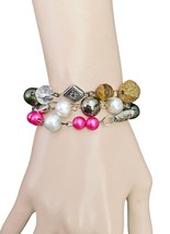 Multicolor Upcycled Recycled Bracelet Vintage Beads Tiger&#39;s Eye Made In USA - £14.26 GBP