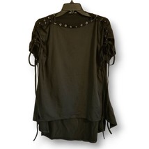 Dressfo Womens Size XXL Short Sleeve Black Lace Up Shoulder Hi Low Top S... - £18.19 GBP