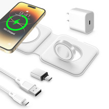 Magnetic Duo Wireless Charging Pad Portable 2 In 1 Foldable Dock Power S... - £33.61 GBP