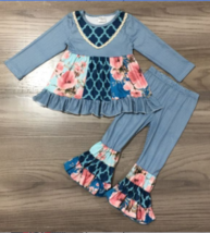 NEW Boutique Girls Long Sleeve Tunic Dress &amp; Ruffle Leggings Outfit Set - $11.69+