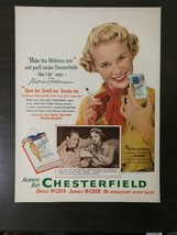 Vintage 1951 Chesterfield Cigarettes Mona Freeman Full Page Color Ad - £5.22 GBP