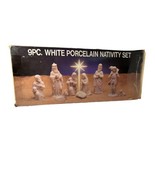 Porcelain Nativity Set Vintage Christmas White 9 Piece Used - $38.67