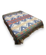Vtg Biederlack Pastel Southwest Fleece Blanket Reversible Aztec Large 91... - £76.66 GBP