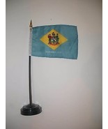Delaware State Flag 4&quot;x6&quot; Desk Set Black Base - $6.07 CAD