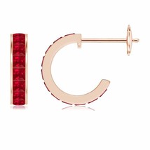 ANGARA Natural Ruby Square Hoops Earrings for Women, Girls in 14K Solid Gold - £797.19 GBP