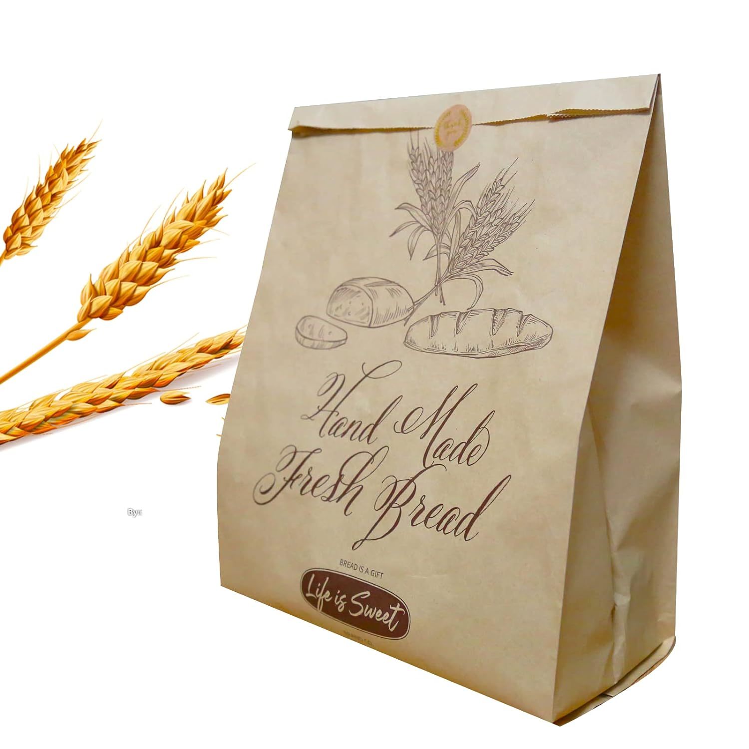 Primary image for 50 Pack 13.8 X 9.5 Inch Kraft Paper Bread Bags For Homemade Bread, Large Paper B