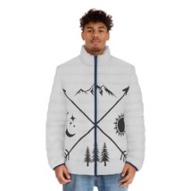 Vintage Style Unisex Puffer Jacket with Unique Symbolic Print for Men an... - £68.84 GBP