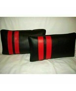 Soft Lambskin Stylish Cover Leather Decor Red &amp; Black Pillow Cushion Gen... - £33.09 GBP