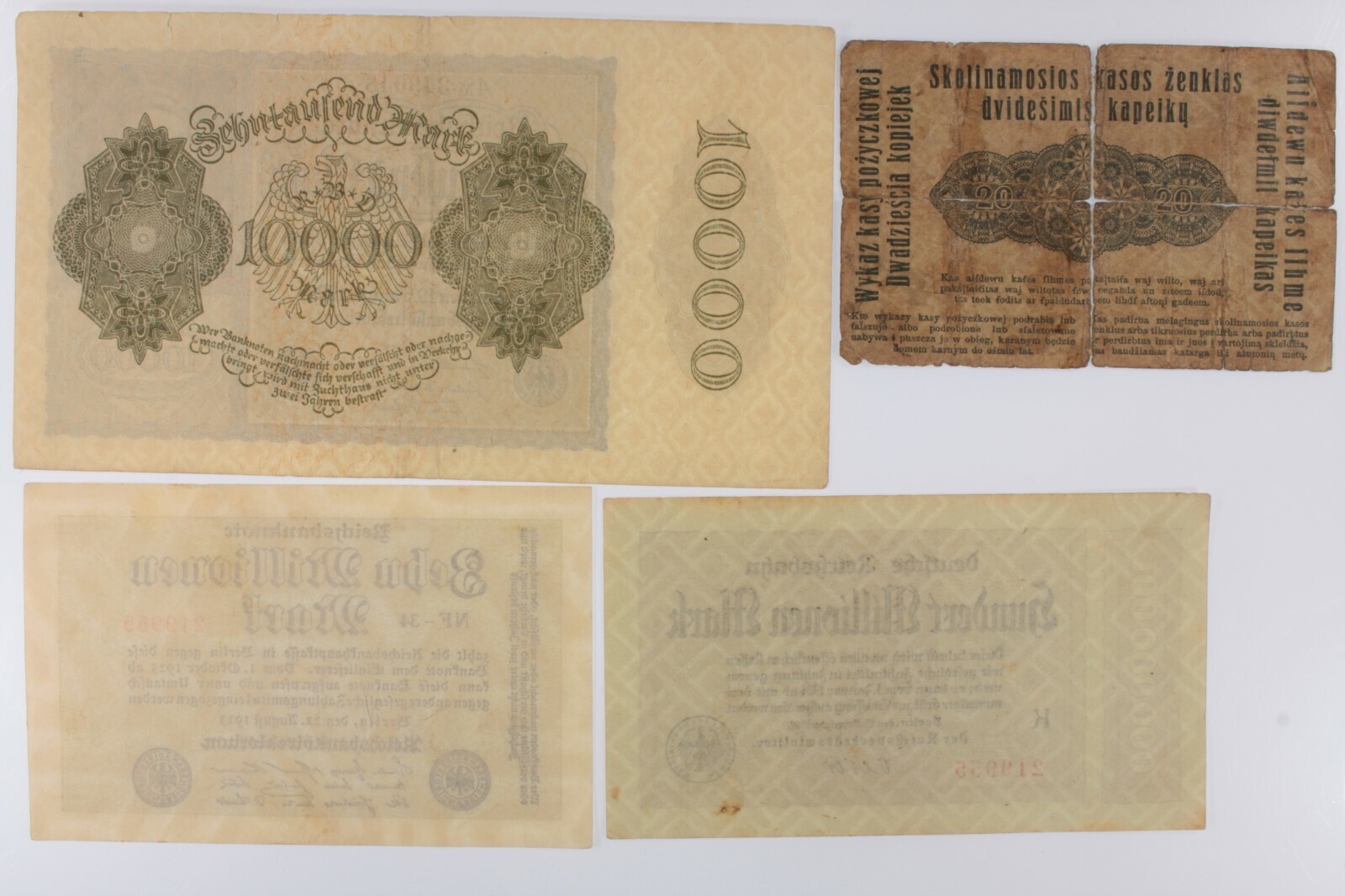 1916-1923 Germania 4-Notes Currency Set Della Repubblica Tedesco Impero Item image 3