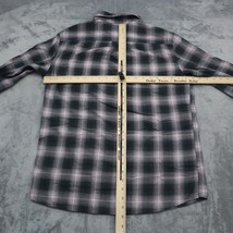 Bixby Nomad Shirt Mens M Slim Grey &amp; Pink Plaid Flannel Button Up Casual - £15.41 GBP