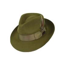Mens Bruno Capelo Hat Australian Wool Fedora Teardrop Crown Fabio FB229 Olive image 2