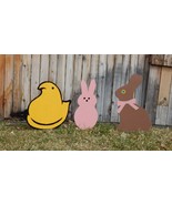 Easter Trio Peeps Chick 17&quot; Peeps Pink Bunny 18&quot; Chocolate Bunny 21&quot; Yar... - £79.82 GBP
