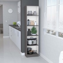 Xs 5-Tier Slim Home Office Bookcase - Matt Gray/White - $2,530.68 MXN