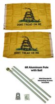AES 2x3 2&#39;x3&#39; Gadsden Don&#39;t Tread On Me Yellow Snake Double Sided 2ply Flag Alum - £31.22 GBP