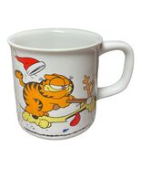 Garfield the Cat Mug Cup Odie Dog Christmas Santa Hat Reindeer Vintage 1978 - $8.91
