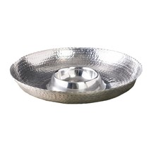Handcrafted Hammered Stainless Steel Chip And Dip Server - £71.18 GBP