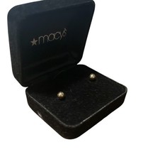 Macy’s 14K Yellow Gold Ball Stud Earrings Mini Bead Posts New w/ Box image 4