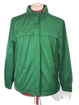 NWT Liz Claiborne Women MEDIUM Green Vented Zipper Hooded Windbreaker Raincoat - $49.49