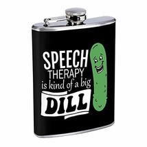 Speech Therapy Hip Flask Stainless Steel 8 Oz Silver Drinking Whiskey Spirits Em - £7.43 GBP