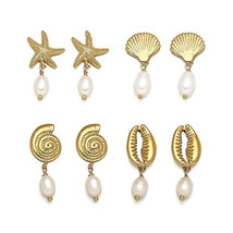 18k Gold Forever Beaching Stud Earrings - pearl, stylish, whimsical, chic - £27.95 GBP