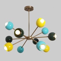 Stilnovo Style Modern Brass 12 Lights Sputnik Multi colors Chandelier Lighting - £284.80 GBP