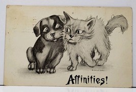 Affinities Cute Puppy And Kitten By Fa Moss 1910 Los Angeles Postcard H9 - £3.19 GBP