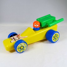 Vintage 1970s Gay Toys Indy Race Car with Driver Yellow Plastic - $9.70
