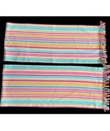 Pier 1 Table Runner Lot 2 Multicolored Striped Tassels Fringed 72&quot; Brigh... - €18,35 EUR