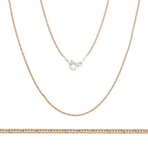 Women&#39;s Unique 1mm 925 Silver 14k Rose Gold Snake Link Italian Chain Nec... - $32.17