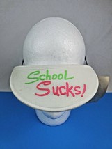 Vintage 1980&#39;s Sunglasses Visor Hat brim Slip-On &quot;School Sucks&quot; Pink &amp; G... - £15.56 GBP
