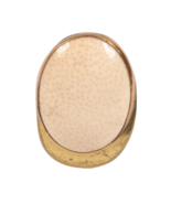 Minimalist Coat or Jacket Pin Brass and Cream Color Oval - €8,24 EUR