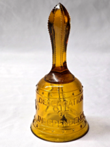 Vintage MOSSER GLASS Ohio 6&quot; Topaz Amber-Gold BICENTENNIAL Bell With Cla... - $16.58 CAD