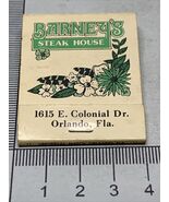 Vintage Matchbook Cover  Barney’s Steak House  Orlando, FL gmg  unstruck - $227.43 MXN