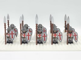 The Knights Templar Spearmen the Crusader Army 10pcs Minifigure Bricks Toys - £16.35 GBP