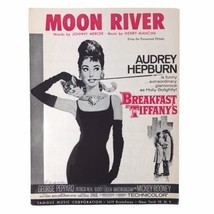 Sheet Music Moon River Breakfast at Tiffany&#39;s Audrey Hepburn 1961 Vintage  - £14.86 GBP