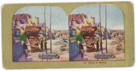 c1900&#39;s Colorized Stereoview Card #52 Scene in Mexico.   Adobe Style Homes - £9.59 GBP