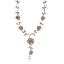 Rounds 5.39ct Natural Diamonds Pendant Necklace 18K Solid Gold G VS2 Flowers - £16,058.26 GBP