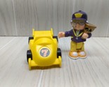 Fisher Price Little People bendable purple race car driver trophy yellow... - £6.29 GBP