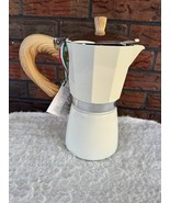 White Gnali &amp; Zani Moka Pot 9 Cup Italian Espresso Coffee Maker Wood Handle - $44.65