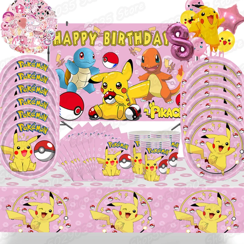 Pokemon pink Kawaii Pikachu kids birthday party decoration anime figure - £8.23 GBP+