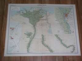 1922 Vintage Map Of Lower Egypt Sudan Nile River Cairo Suez Canal Africa - $31.79