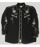 PANHANDLE SLIM Men&#39;s Long Sleeve WESTERN SHIRT Rockabilly Embroidered Sn... - £55.09 GBP
