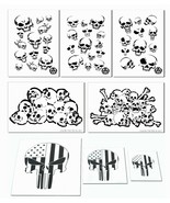 Skull Airbrush Painting Stencil Kit Set of 8 stencils Skeleton Bones &amp; S... - $35.24 CAD