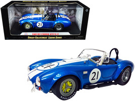 Shelby Cobra 427 S/C #21 Blue Metallic with White Stripes 1/18 Diecast Model Car - $100.49