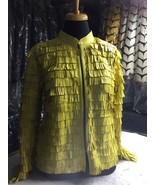 Women Yellow Leather Jacket for Woman Zip Short Tassel Design Handmade M... - £176.52 GBP